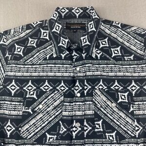 The American West Snap Shirt Mens M Black Aztec Southwestern Cowboy Long Sleeve